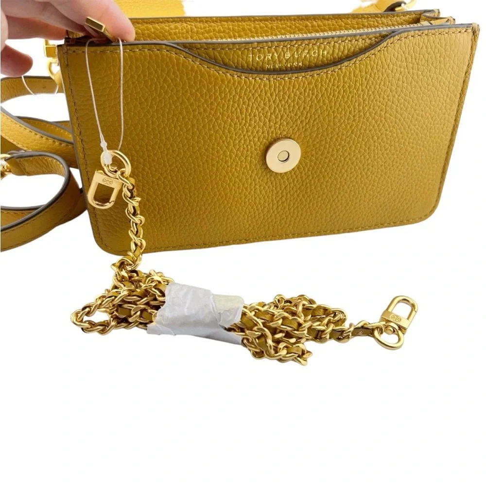 Tory Burch Britten Convertible Crossbody Mini Purse NWT Golden Curry Leather